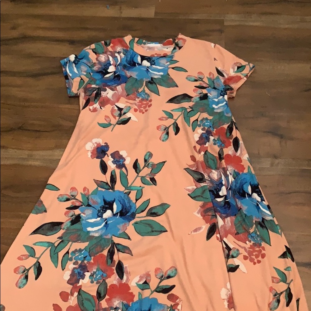 Coral Floral Cotton Tee Dress